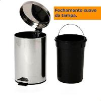 Lixeira Pedal 3l Inox Balde Removível Redonda - 5