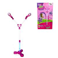 Kit Microfone Infantil Duplo Pedestal Luz Som Conecta Celula - 2