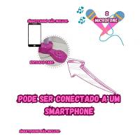 Kit Microfone Infantil Duplo Pedestal Luz Som Conecta Celula - 8