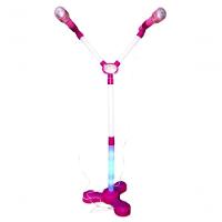 Kit Microfone Infantil Duplo Pedestal Luz Som Conecta Celula - 10