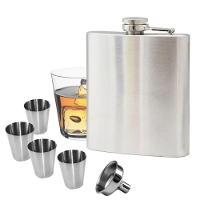 Kit Cantil Inox 6 Peças Shot Funil Bebidas Viagem