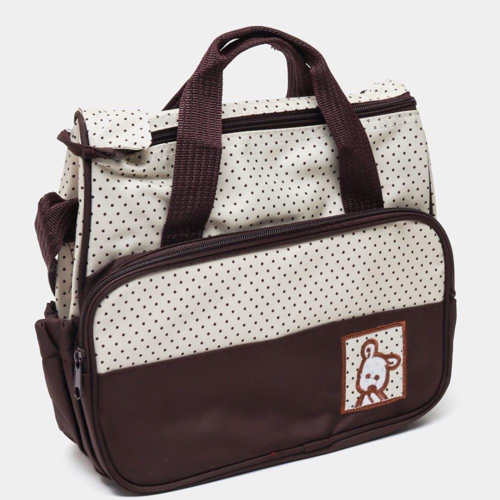 Kit Bolsa Maternidade Mochila Bebe Trocador Porta Mamadeira Papinha 5 Pecas Mala Luxo Impermeavel Menina Menino Marrom P - 3