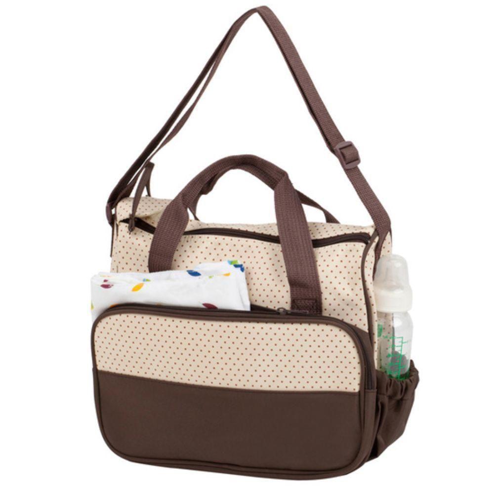 Kit Bolsa Maternidade Mochila Bebe Trocador Porta Mamadeira Papinha 5 Pecas Mala Luxo Impermeavel Menina Menino Marrom P - 4