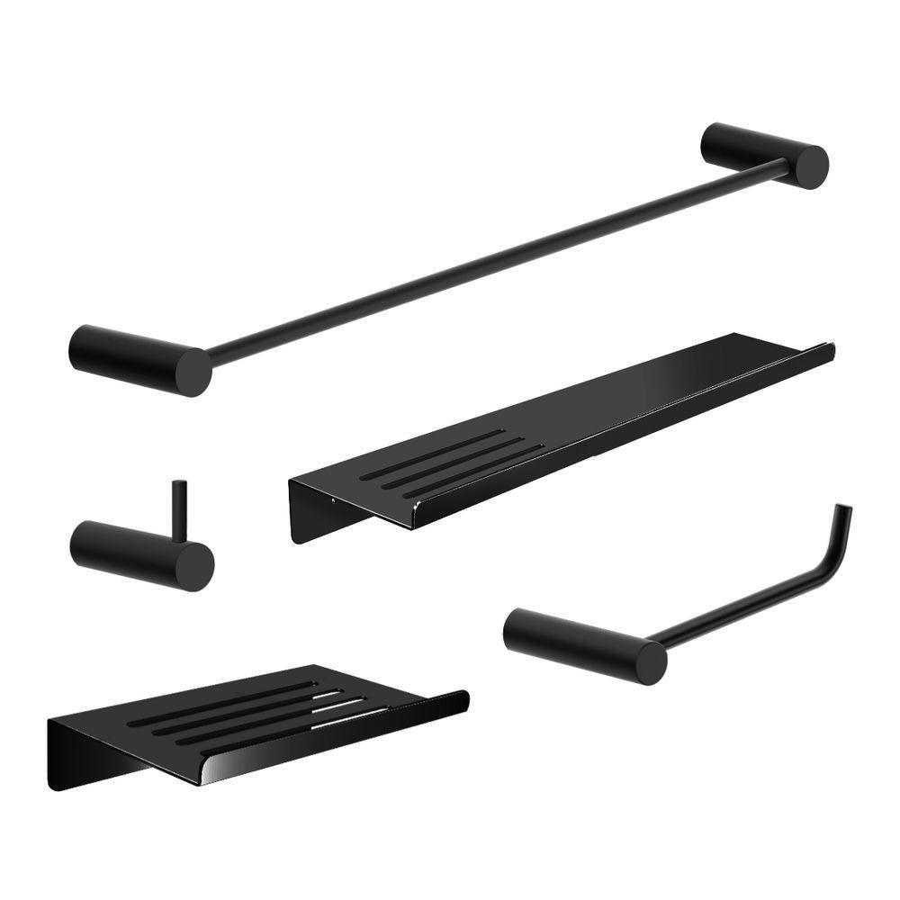 Kit Acessórios Para Banheiro Preto Fosco 5 Peças Grego Metal 2101or - 1