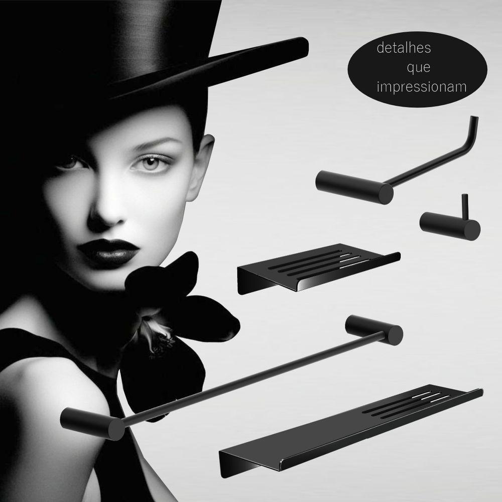 Kit Acessórios Para Banheiro Preto Fosco 5 Peças Grego Metal 2101or - 2
