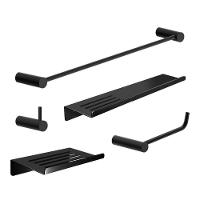 Kit Acessórios Para Banheiro Preto Fosco 5 Peças Grego Metal 2101or - 1