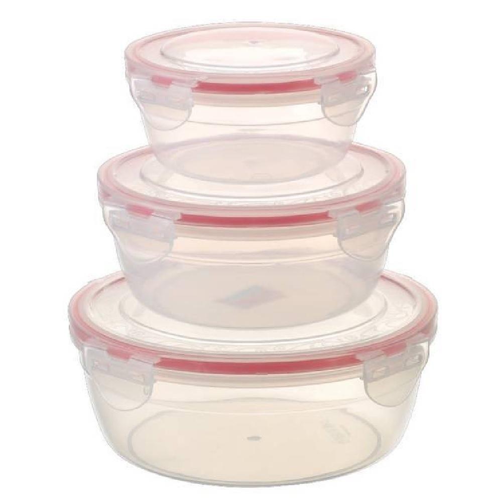 Kit 3 Potes Hermeticos Redondos Profissionais Multiuso Tampa Silicone Marmita Organizador Frutas Legumes Alimentos Micro - 4