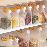 Kit 5 Sacos Armazenamento Alimentos Graos Cereais Liquidos 1,5l Armazenar Agua Bebida Organizador Plastico 1500ml Grande - 2