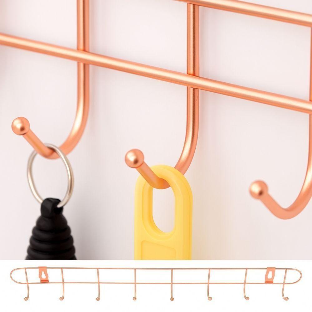 Cabideiro De Parede Rose Gold Suporte Aramado 8 Ganchos Organizador Guarda Roupas Toalhas Multiuso Utensilios Domesticos - 5
