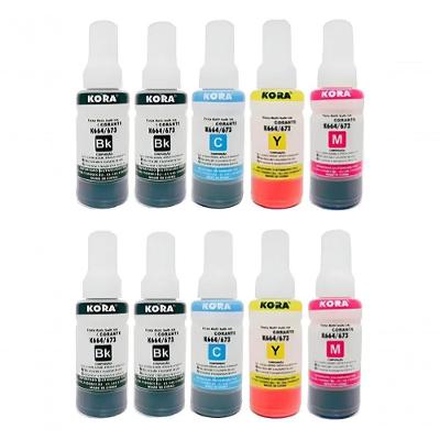 Kit 10 Refil De Tinta T664 Para Epson L120 L310 L355 L380