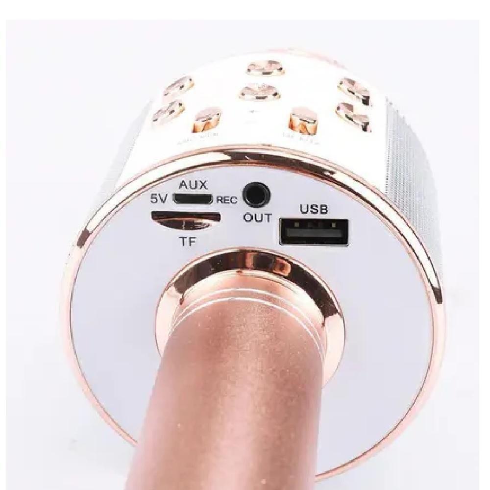 Microfone Karaoke Portatil Cantar Festas Reunioes Brincadeira Caixa De Som Bluetooth Portatil Sem Fio Rose Gold - 7