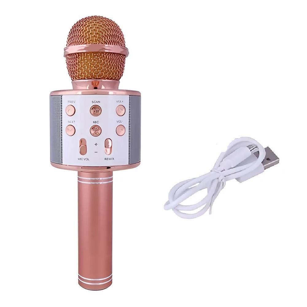 Microfone Karaoke Portatil Cantar Festas Reunioes Brincadeira Caixa De Som Bluetooth Portatil Sem Fio Rose Gold - 9