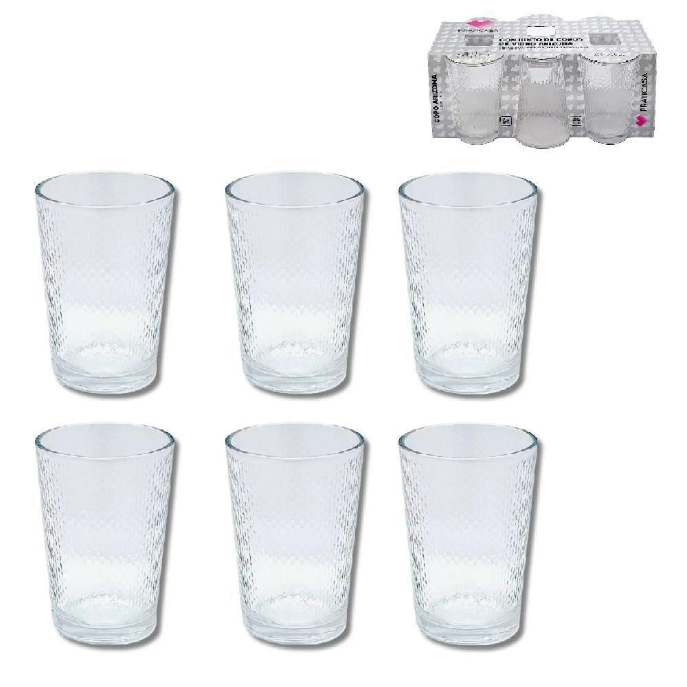 Kit Jogo 6 Copo Vidro Arizona Bebidas Agua Suco Cerveja Drinks 200ml Diamond Bar Restaurante Baixo Multiuso Conjunto Red - 1