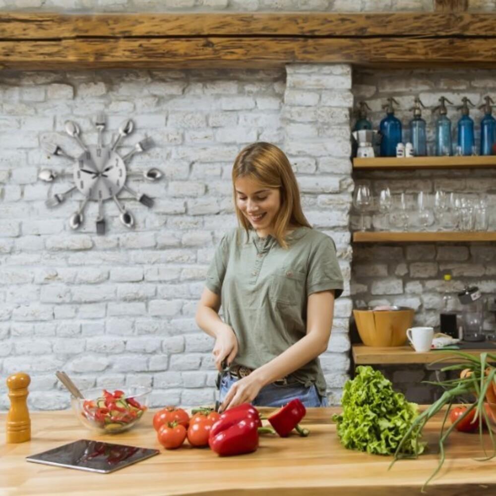 Relogio Parede Cozinha Estilo Retro Decorativo Com Talheres E Design Elegante - 2