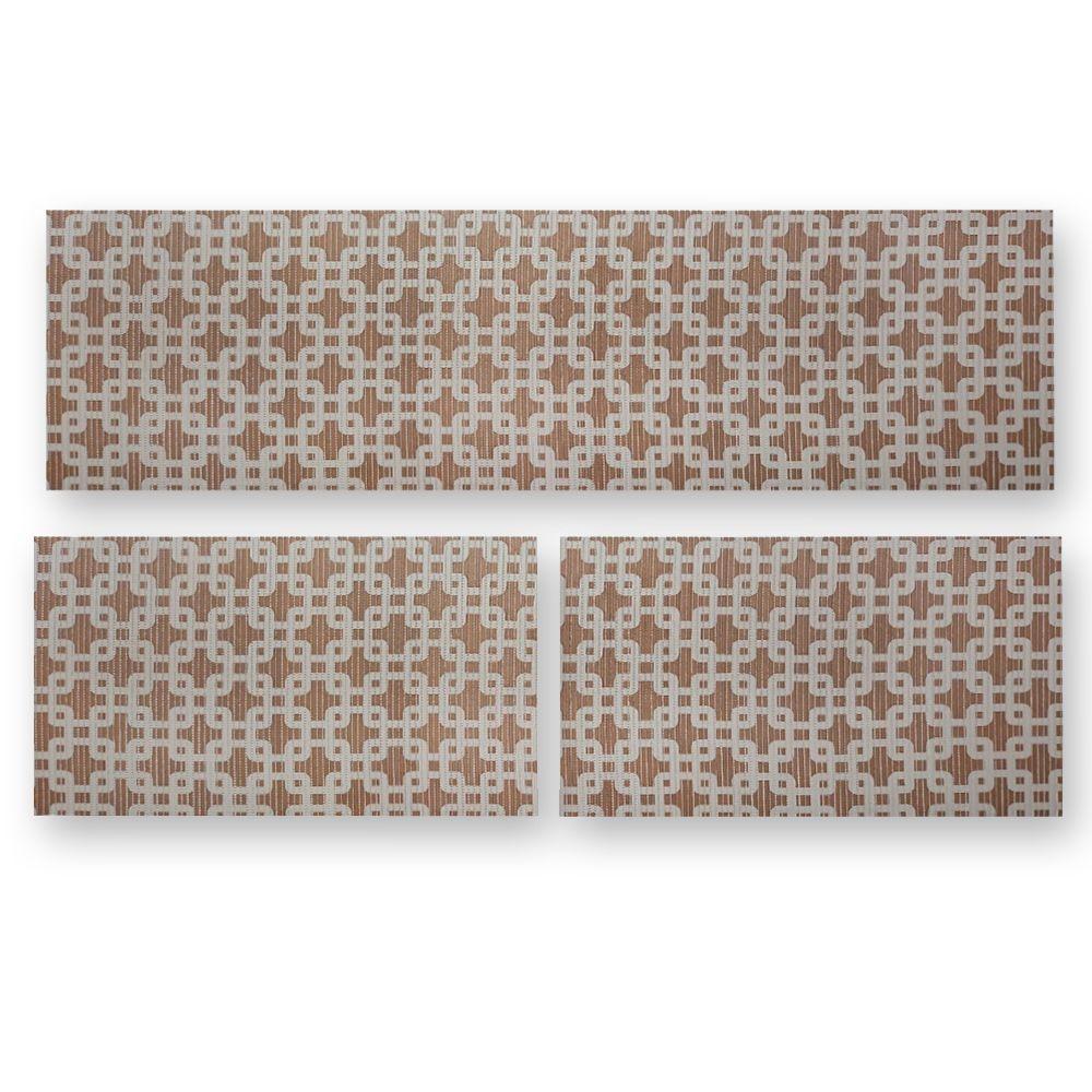 Kit 3 Peças Jogo Cozinha Passadeira Emborrachada Não Derrapa Elos Marrom Bege - 2