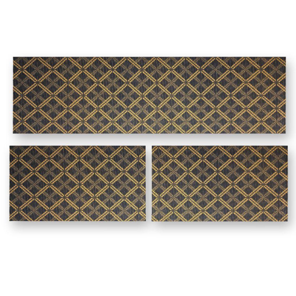 Kit 3 Peças Jogo Cozinha Passadeira Emborrachada Não Derrapa Geometric Azul Laranja - 2