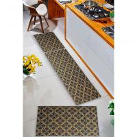 Kit 3 Peças Jogo Cozinha Passadeira Emborrachada Não Derrapa Geometric Azul Laranja - 4