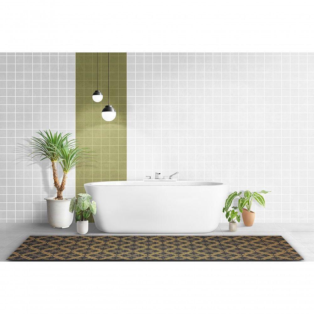 Tapete Passadeira Emborrachada Pvc Antiderrapante 0,65x4,00m Geometric Azul Laranja - 4