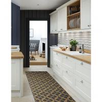 Tapete Passadeira Emborrachada Pvc Antiderrapante 0,65x4,00m Geometric Azul Laranja - 1