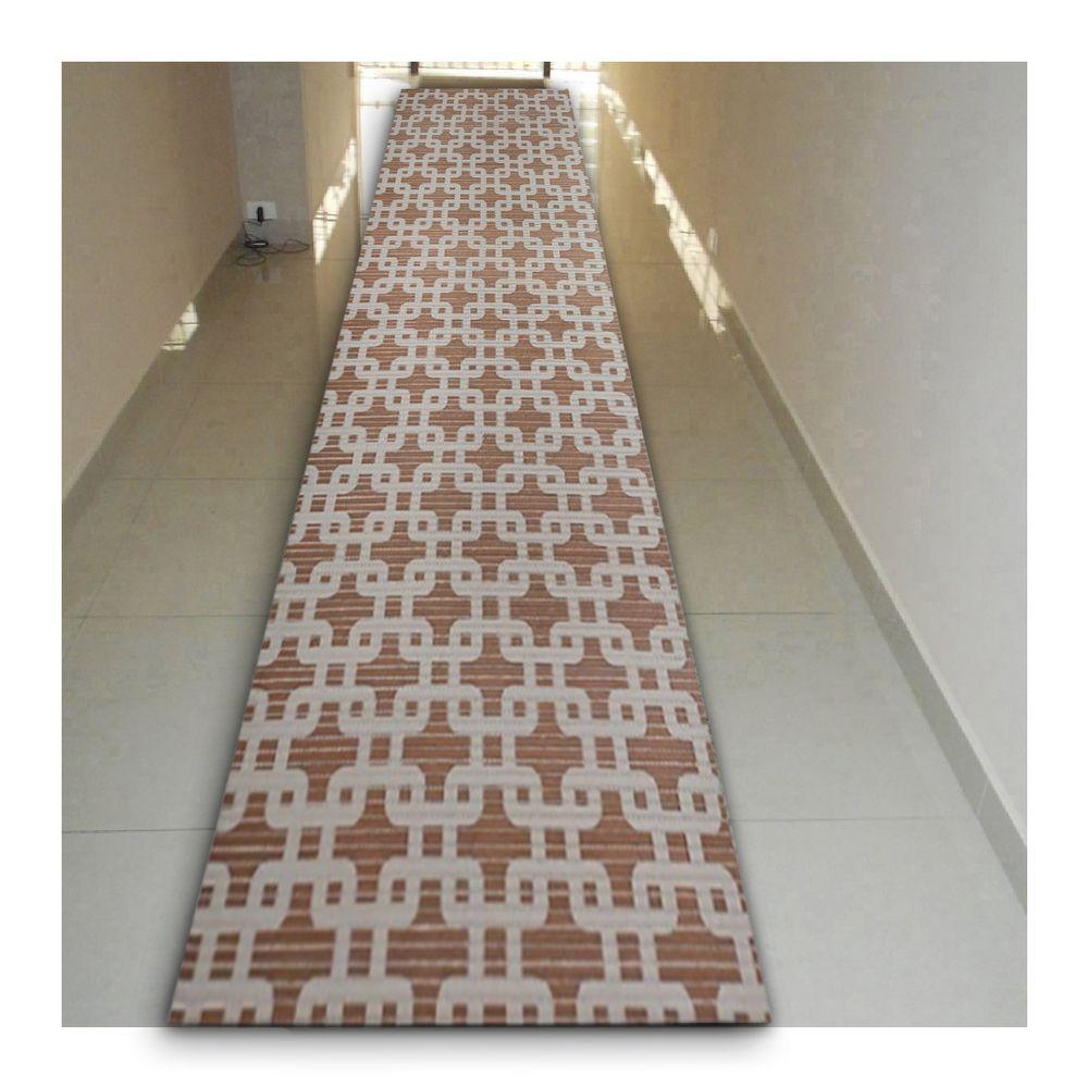 Tapete Passadeira Emborrachada Pvc Antiderrapante 0,65x5,00m Elos Marrom Bege - 3