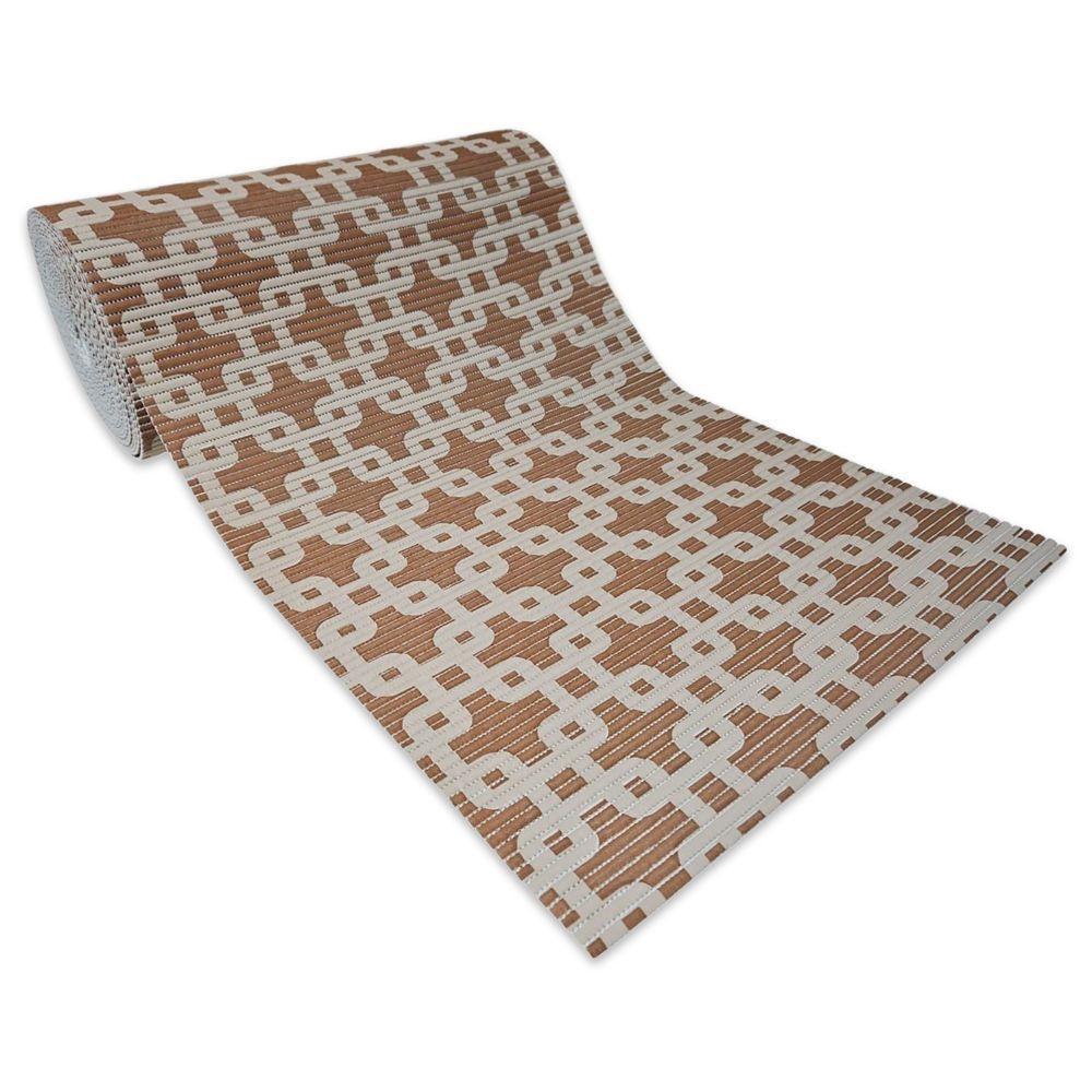 Tapete Passadeira Emborrachada Pvc Antiderrapante 0,65x4,00m Elos Marrom Bege - 2