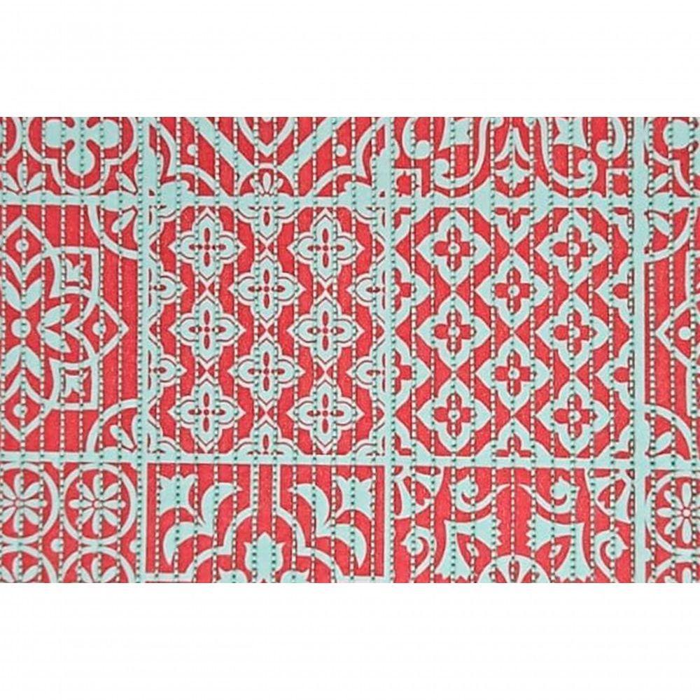 Tapete Passadeira Emborrachada Pvc Antiderrapante 0,65x5,00m Azulejo Vermelho Branco - 5