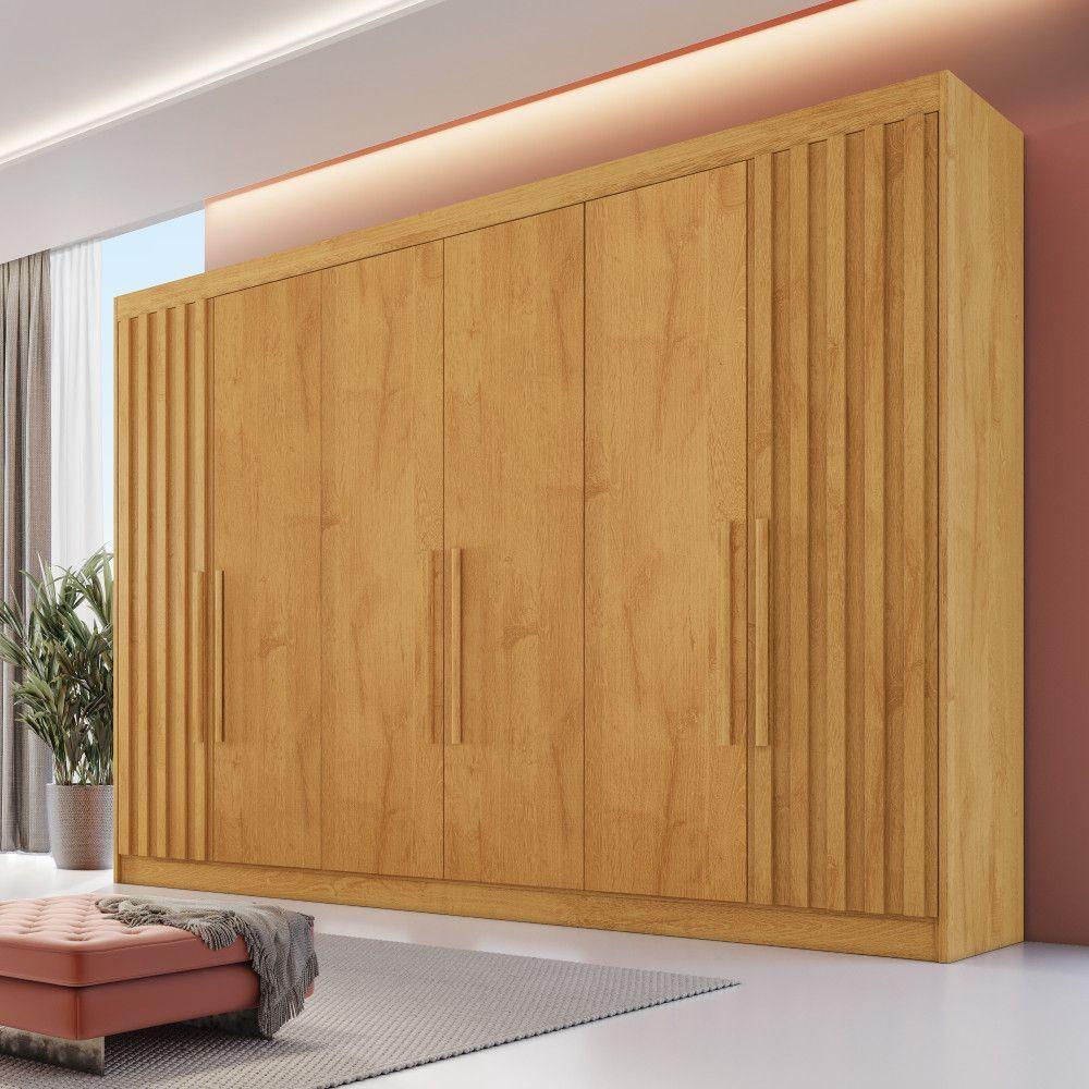 Guarda Roupa 6 Portas 2 Ripadas Potente 100% Mdf Peróba - 2