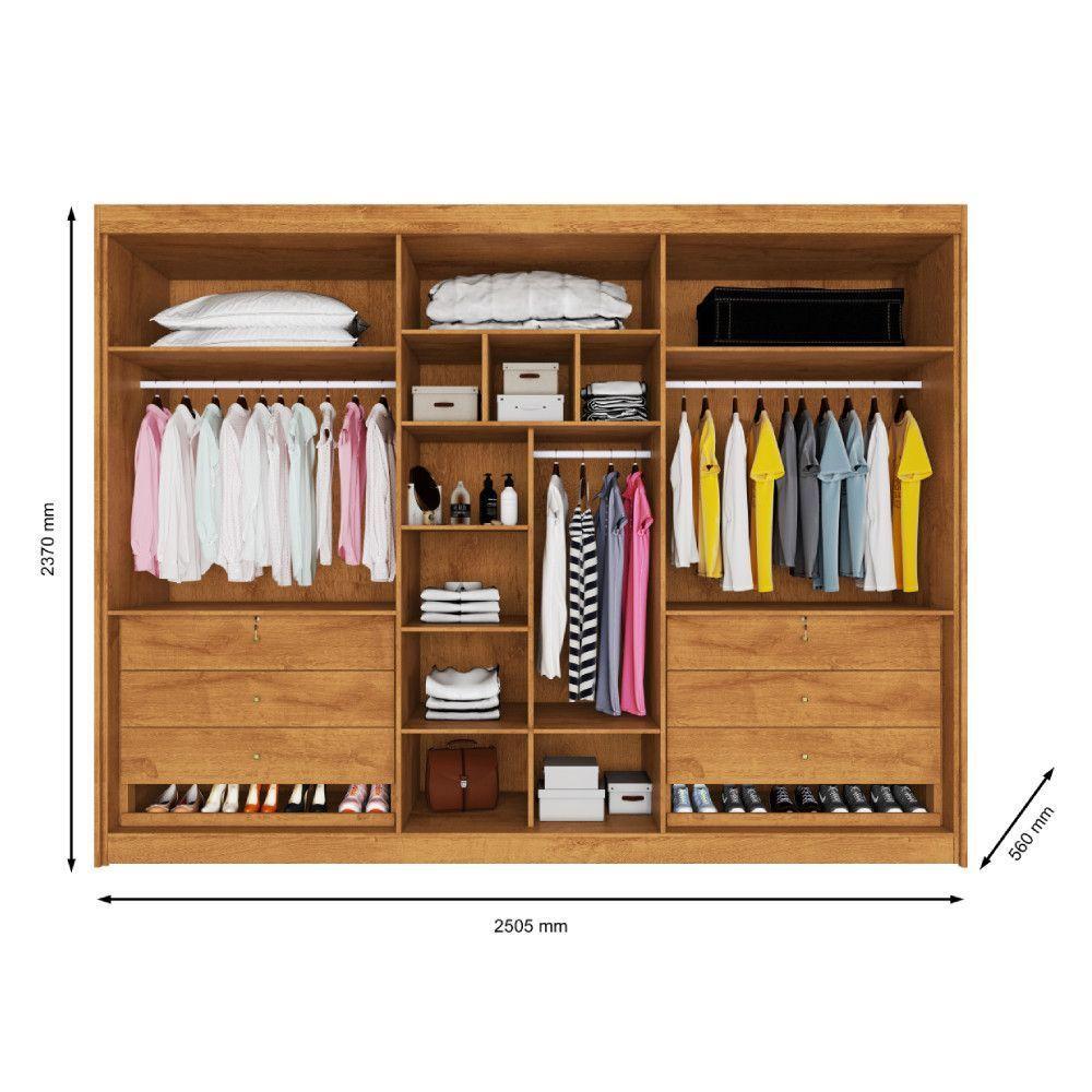 Guarda Roupa 6 Portas 2 Ripadas Potente 100% Mdf Peróba - 3