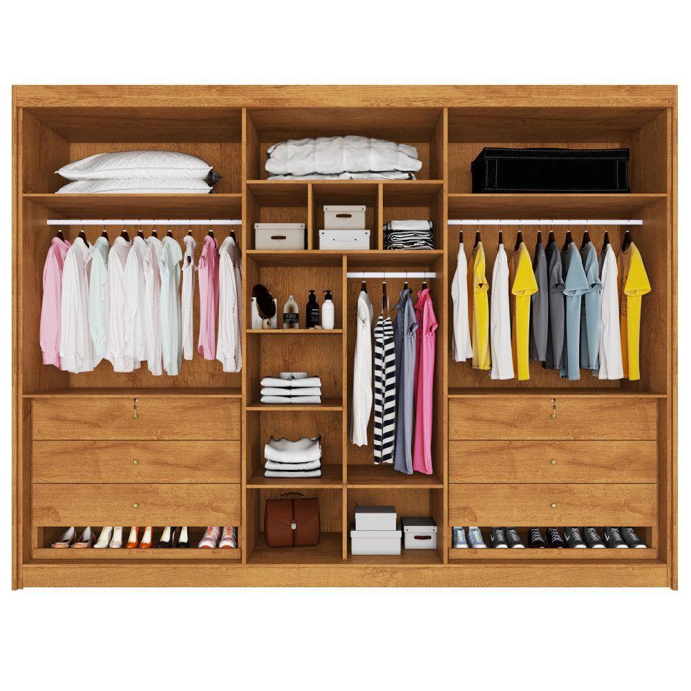 Guarda Roupa 6 Portas 2 Ripadas Potente 100% Mdf Peróba - 4