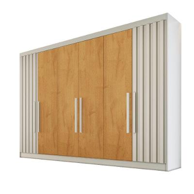 Guarda Roupa 6 Portas 2 Ripadas Potente 100% Mdf Off White/peroba