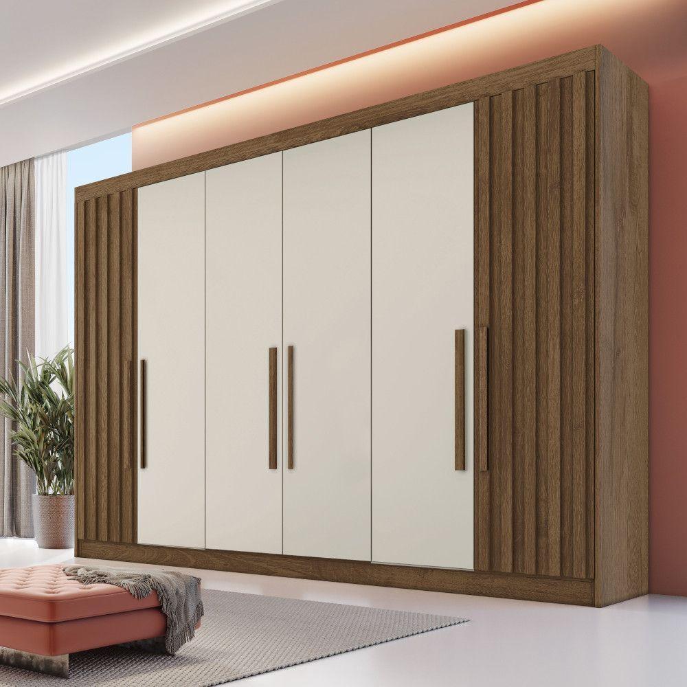 Guarda Roupa 6 Portas 2 Ripadas Potente 100% Mdf Brauna/off White - 2