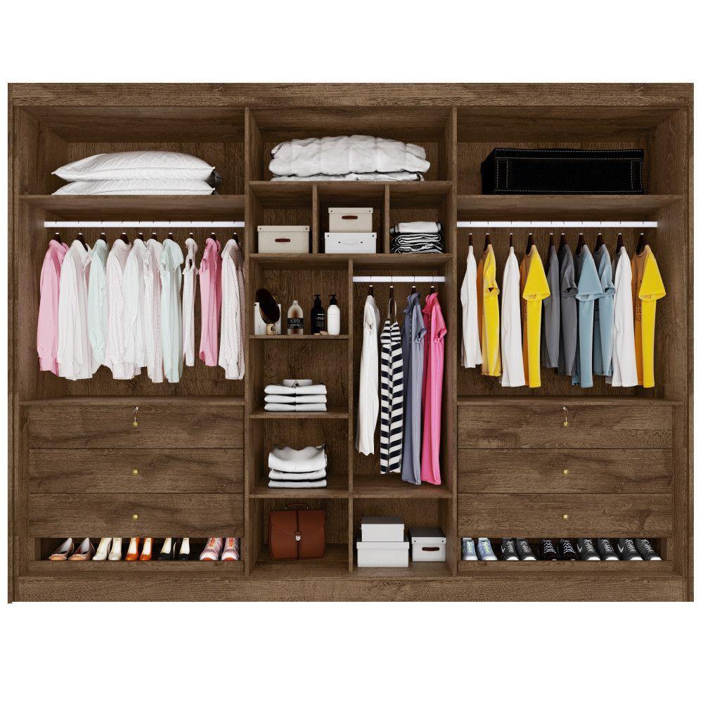 Guarda Roupa 6 Portas 2 Ripadas Potente 100% Mdf Brauna/off White - 4