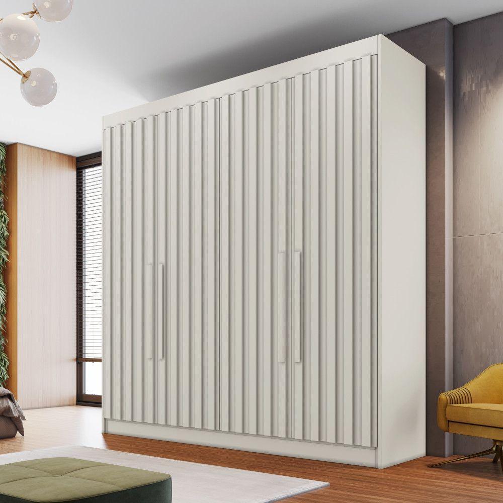 Guarda Roupa 4 Portas Potente Com Espelho 100% Mdf Off White - 2