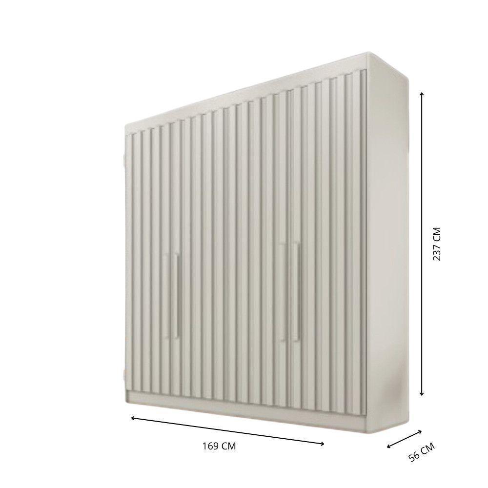 Guarda Roupa 4 Portas Potente Com Espelho 100% Mdf Off White - 7