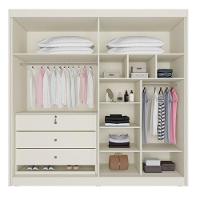 Guarda Roupa 4 Portas Potente Com Espelho 100% Mdf Off White