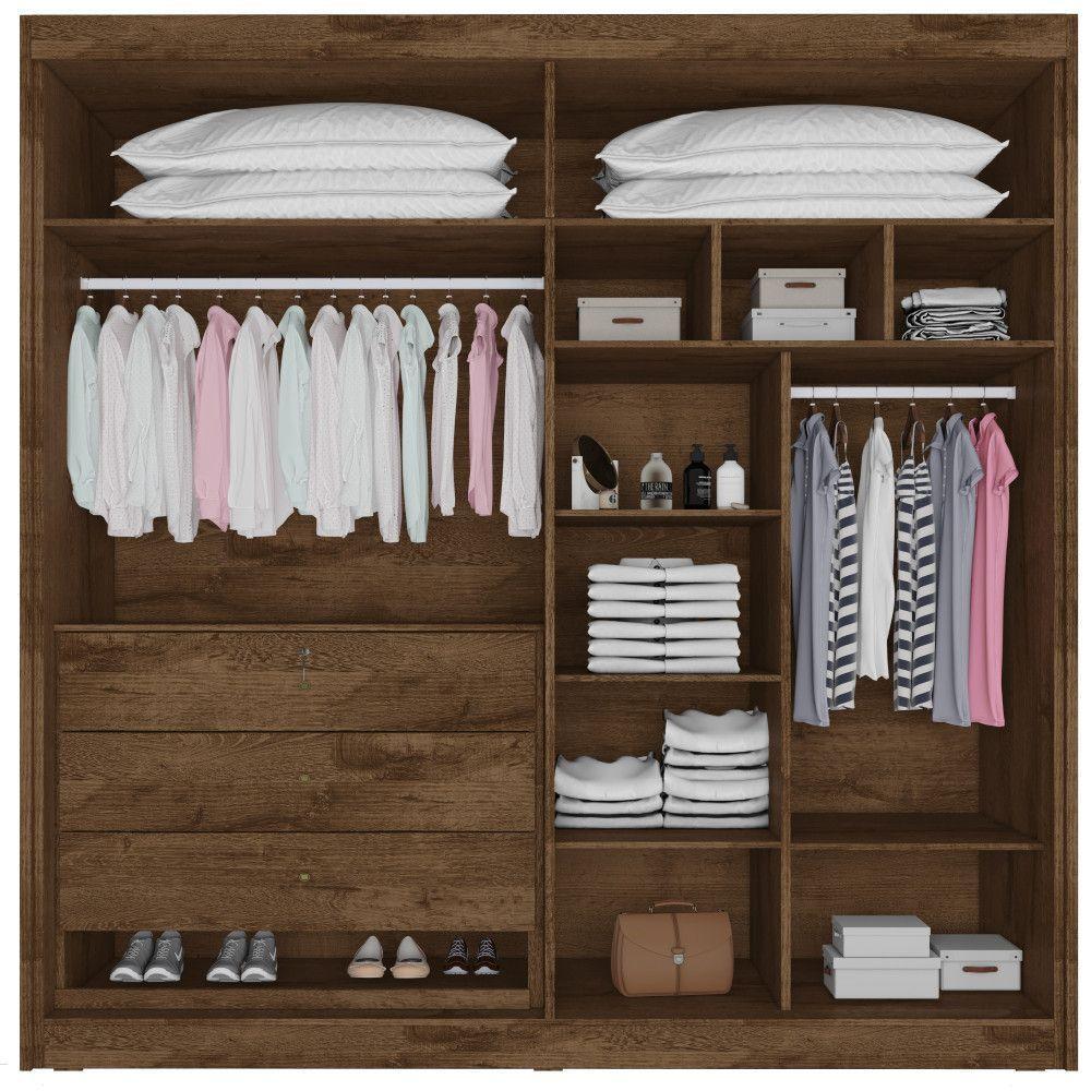 Guarda Roupa 4 Portas Potente 100% Mdf Móveis Europa Braúna - 4