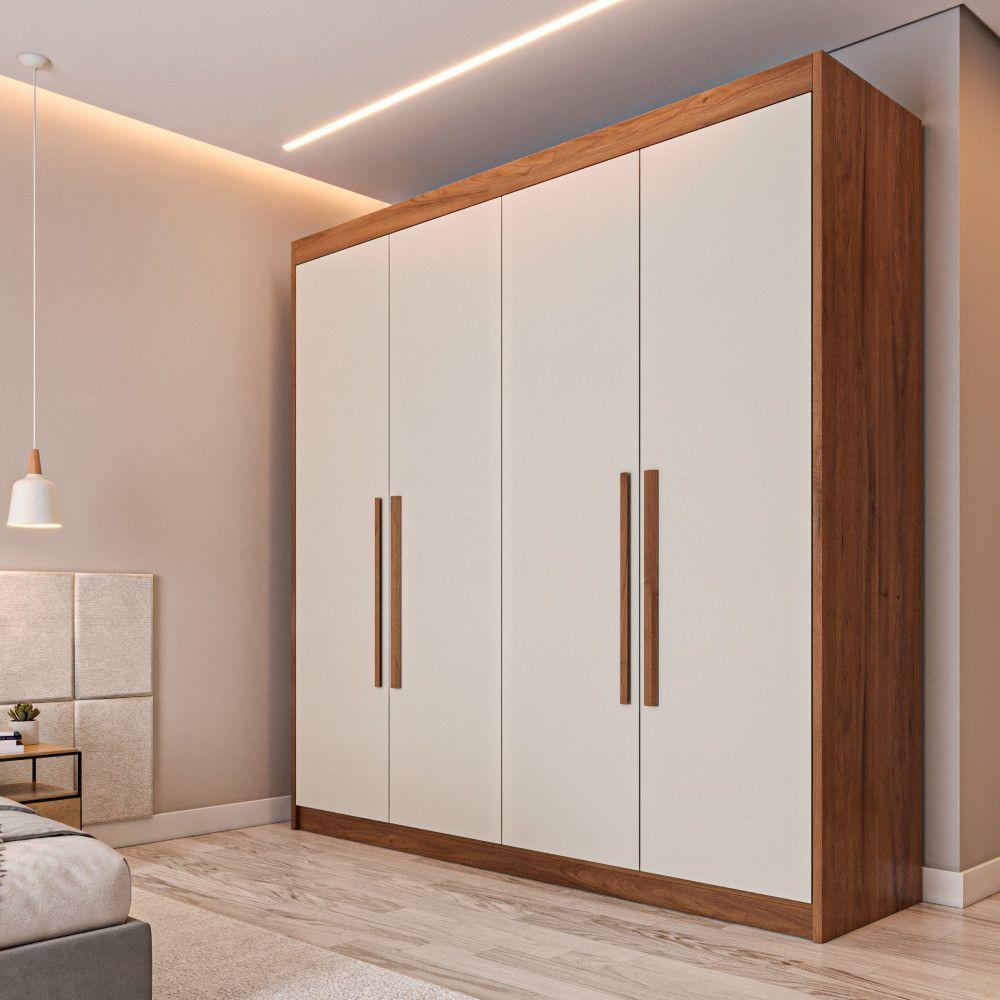 Guarda Roupa 4 Portas Aurora Móveis Europa Brauna/off White - 2