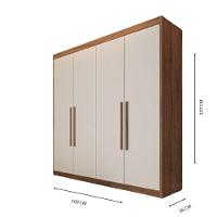 Guarda Roupa 4 Portas Aurora Móveis Europa Brauna/off White - 3