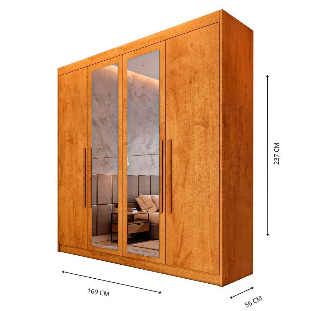 Guarda Roupa 4 Portas Aurora Com Espelho Móveis Europa Peróba - 4