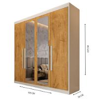 Guarda Roupa 4 Portas Aurora Com Espelho Móveis Europa Off White/peroba - 2
