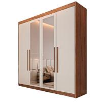 Guarda Roupa 4 Portas Aurora Com Espelho Móveis Europa Brauna/off White - 1