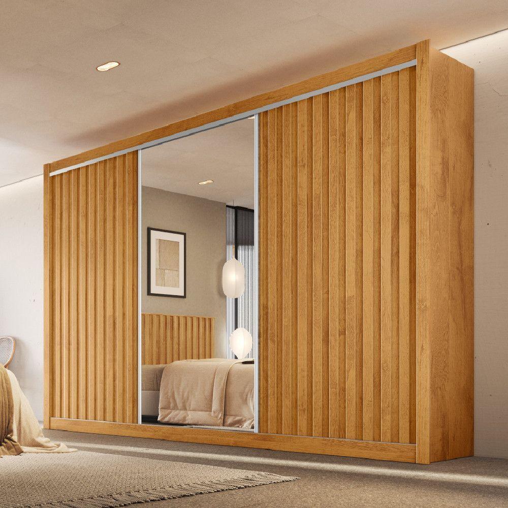 Guarda Roupa 3 Portas York Espelho 100% Mdf Móveis Europa Peróba - 5