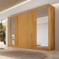 Guarda Roupa 3 Portas Vitória Com Espelho 100% Mdf Peroba/off White/peroba