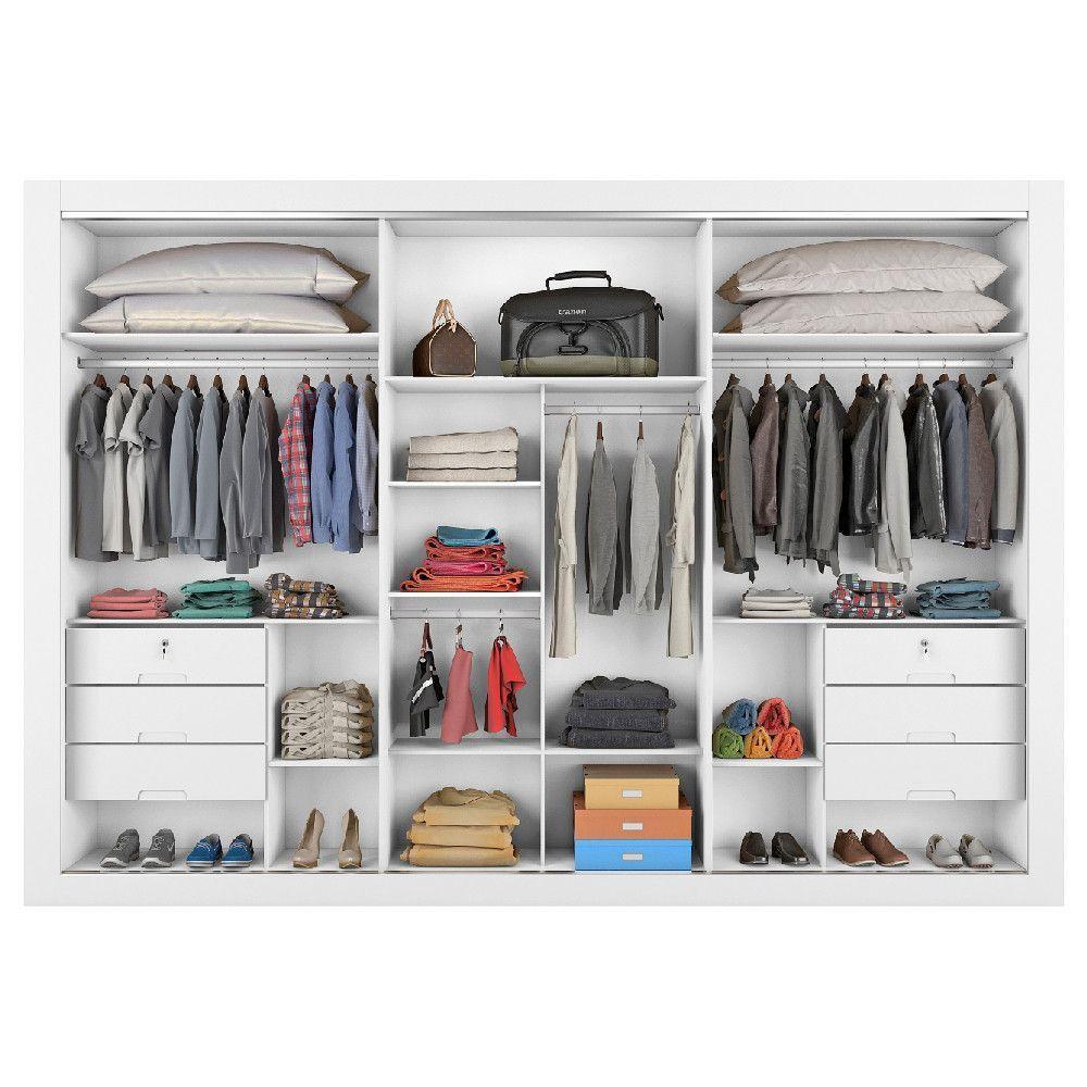 Guarda Roupa 3 Portas Vitória Com Espelho 100% Mdf Branco Acetinado - 4