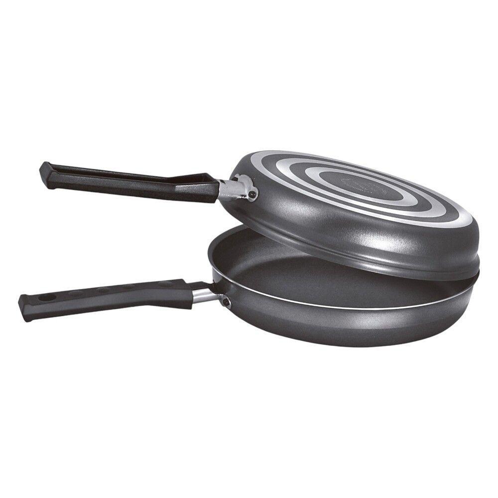 Frigideira Dupla Antiaderente 18cm Para Omeletes E Hambúrgueres - Praticidade Na Cozinha - 1