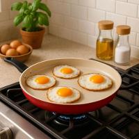 Frigideira 4 Em 1 Multiuso Com Divisórias Antiaderente Ovos Hamburgers 1,5 Litros Cereja - 2