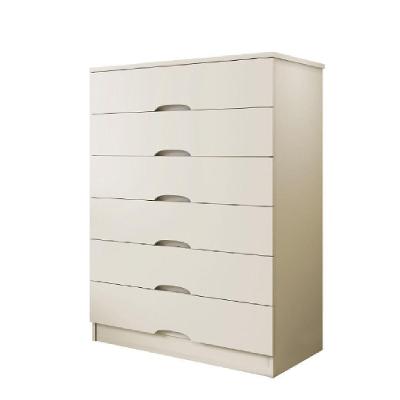 Cômoda Sevilha 6 Gavetas em MDF com Puxador Cava Off White para Dormitório