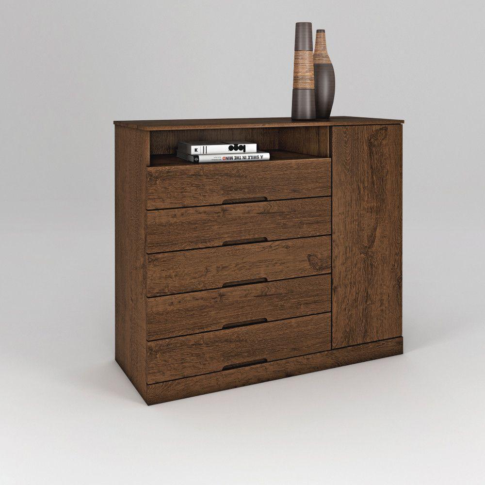 Comoda Portugal 5 Gavetas Com Sapateira 2018 Mademarcs Brauna - 2