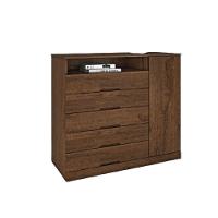 Comoda Portugal 5 Gavetas Com Sapateira 2018 Mademarcs Brauna - 1