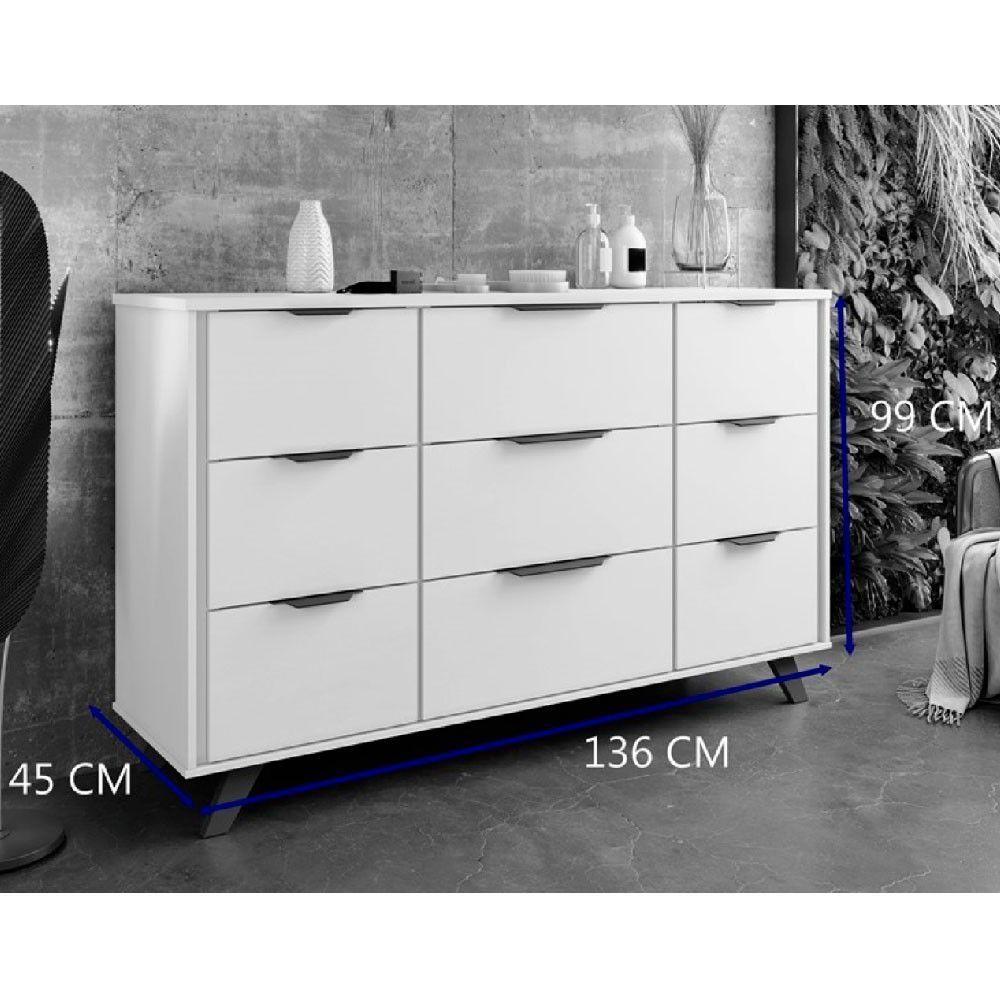 Comoda Buffet Olimpia 9 Gavetas 100% Mdf Móveis Europa Peróba - 3